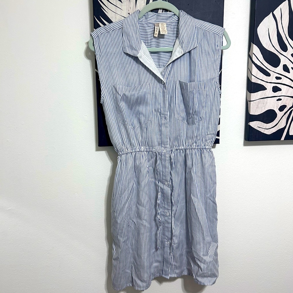 Stripped Cotton Dress Women’s Size Small Cap Sleeve Summer Shirt Dress